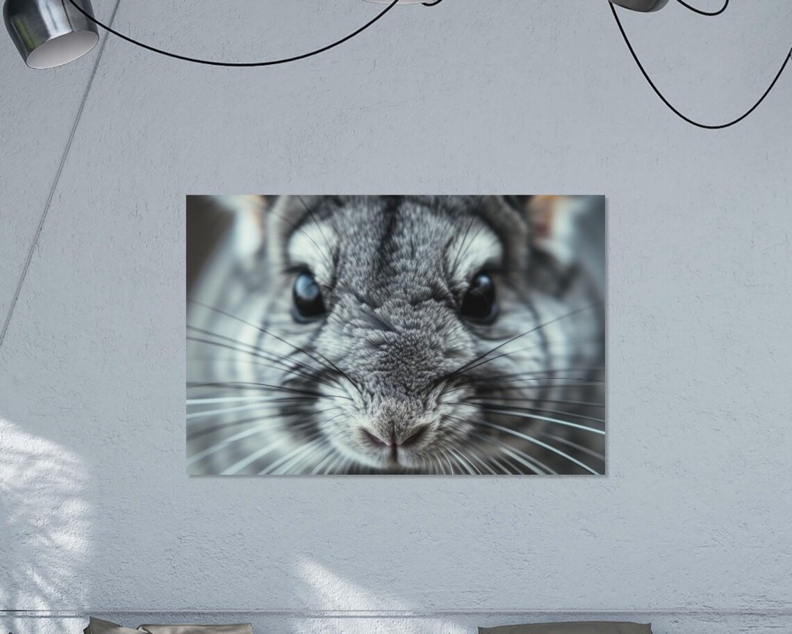 Chinchilla Extreme Close Up Gray Furry Face Cute Animal Photo Poster - Image 3