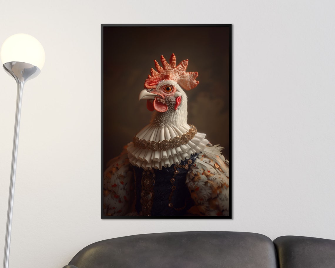 Royal Rooster Portrait Elizabethan Ruff Regal Chicken Wall Art Poster - Image 3