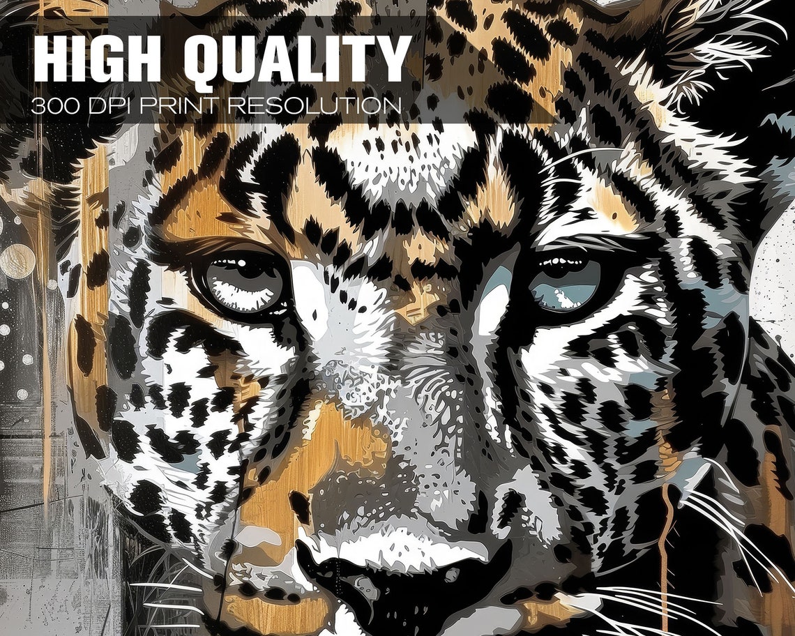 Urban Graffiti Leopard Portrait Vibrant Street Art Wildlife Poster - Image 5