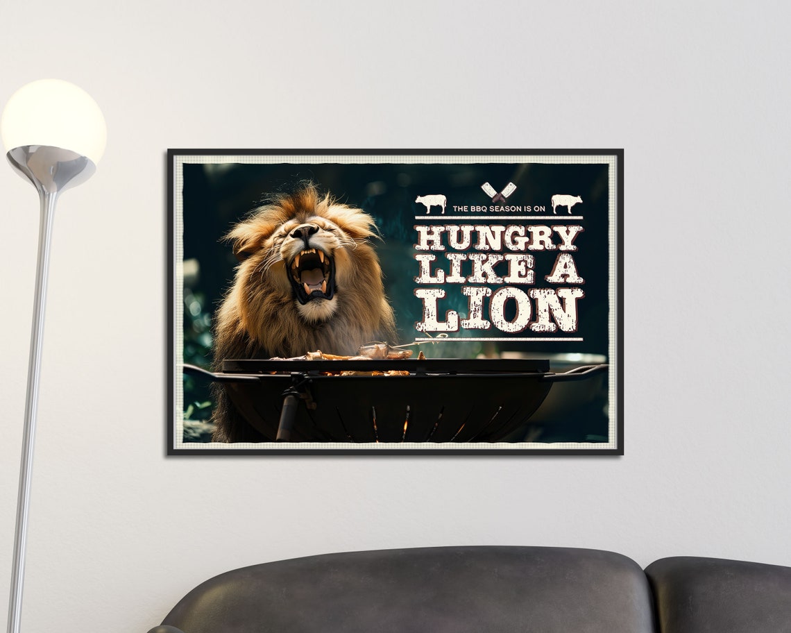 Hungry Like A Lion BBQ Season Grill Master Funny Poster Wall Art - Image 4
