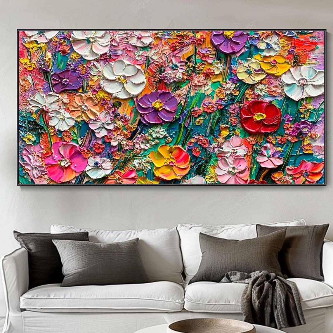 Vibrant Wildflower Garden Colorful Impasto Blossom Art Poster