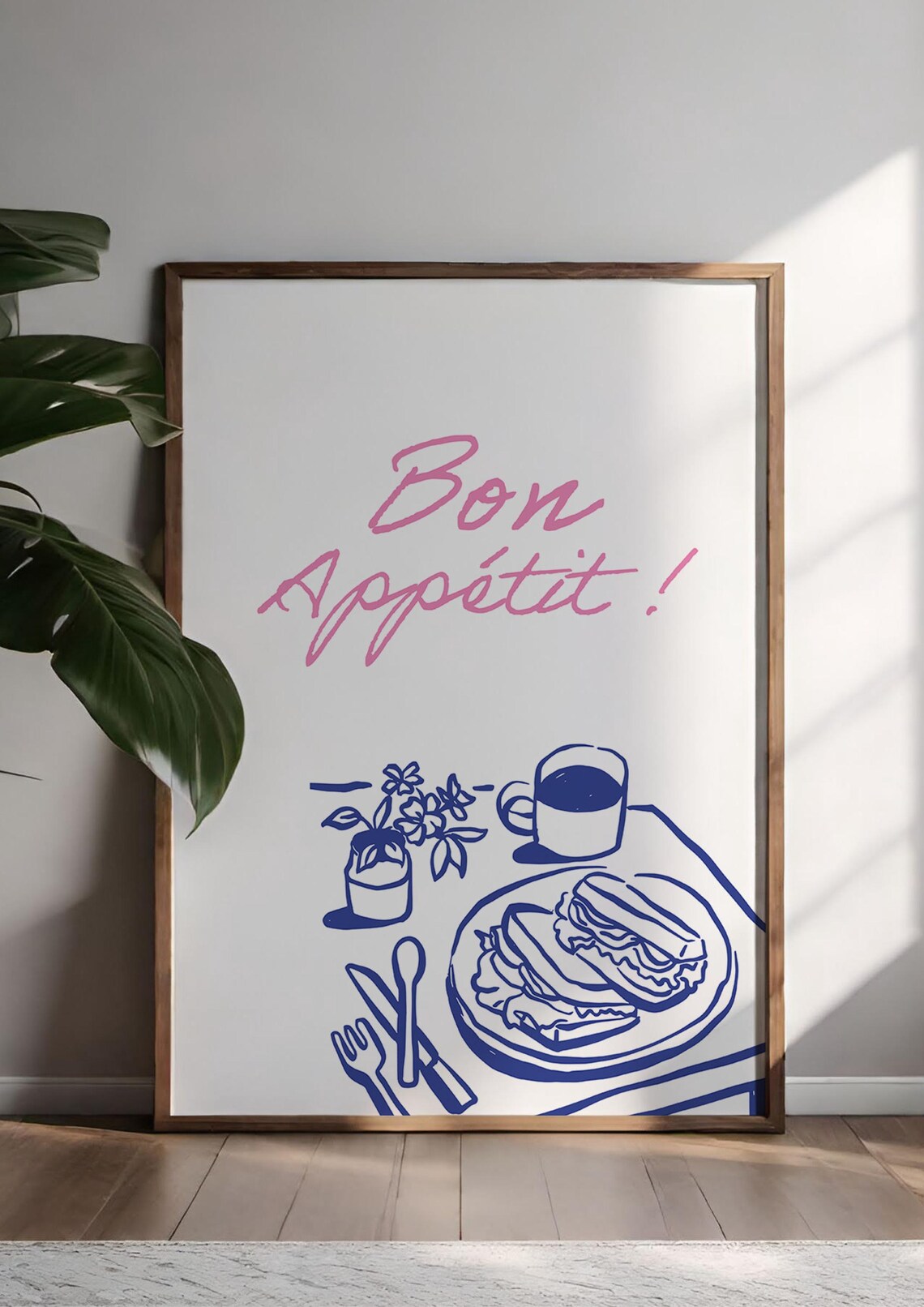 Bon Appetit Blue Line Meal Typographic Poster - Image 3
