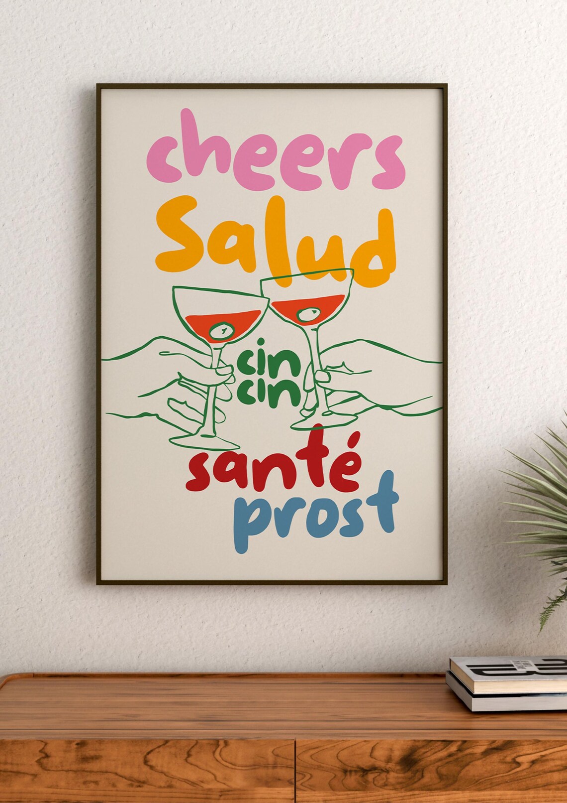 Cheers Salud Colorful Typographic Poster