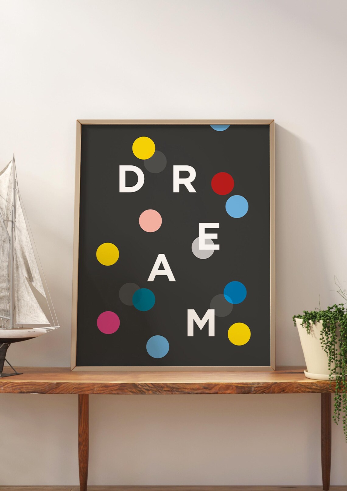 Dream Minimalist Poster, Typography On Grey Background - Image 3