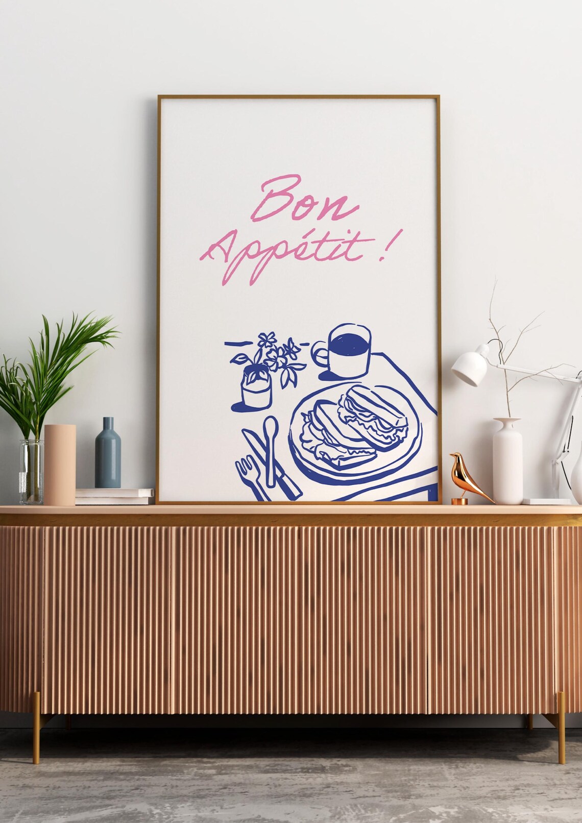 Bon Appetit Blue Line Meal Typographic Poster - Image 2