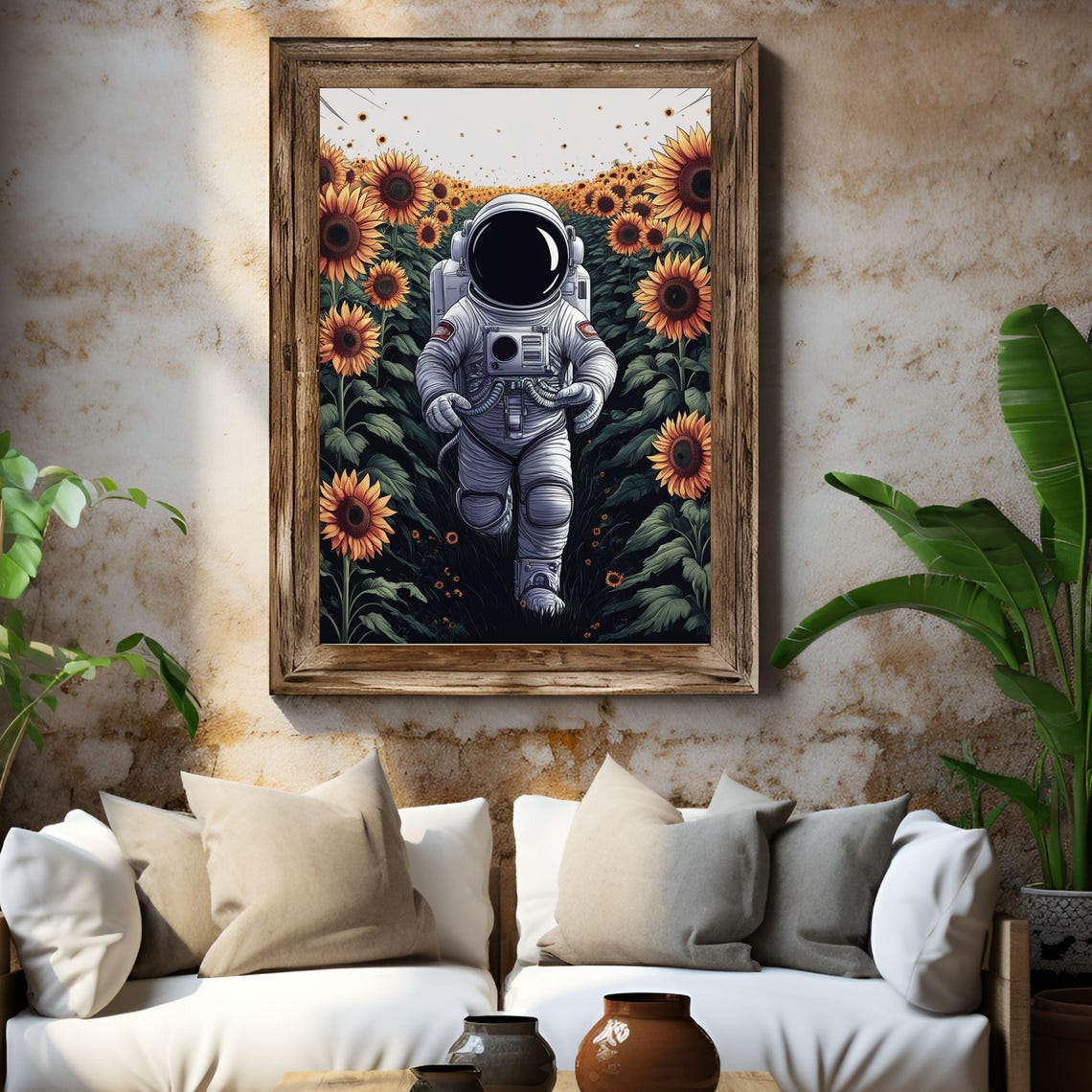 Astronaut Floating Among Sunflowers Surreal Space Art Poster - Image 4