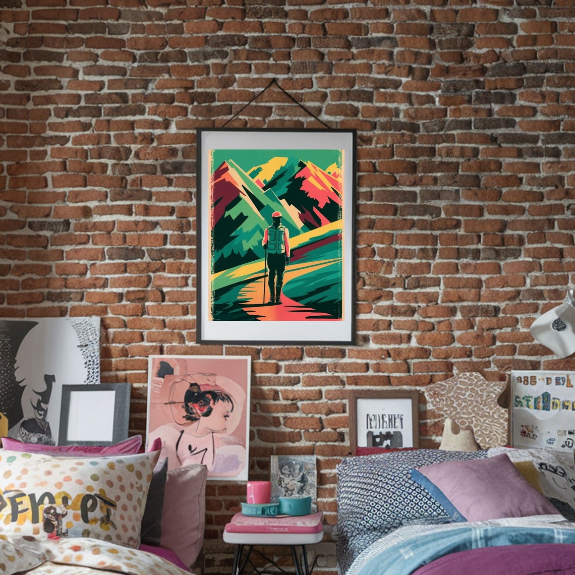 Hiking Poster Men Trekking Wall Art Trekking Poster Mountain Hiking Inspirational Poster Traveler Decor - Image 2