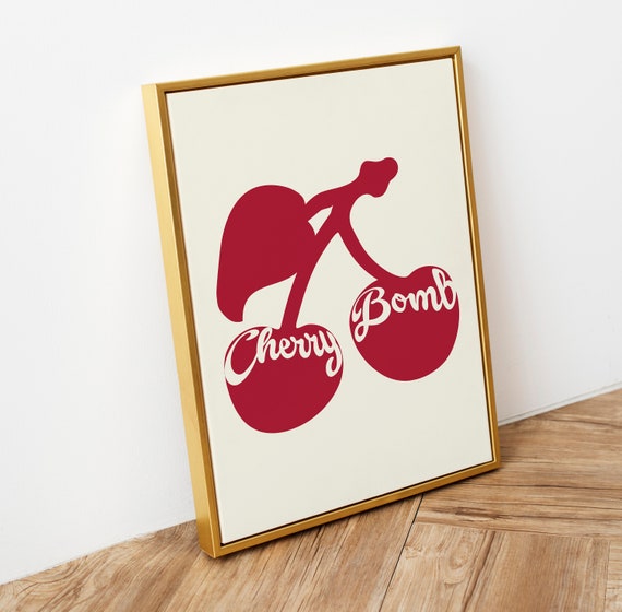 Wall Art Cherry Dopamine Decor Colorful For Your Home Mid Century Modern Fruit Design Office