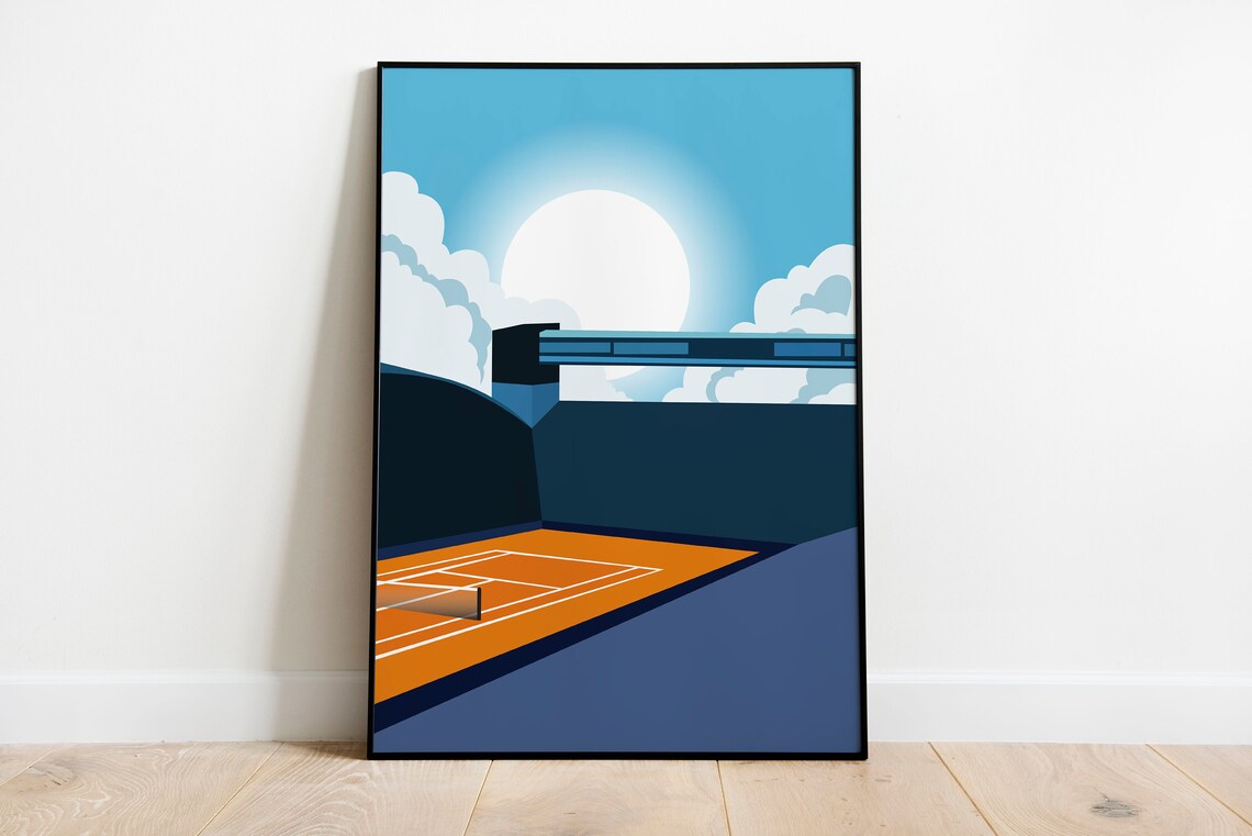 Roland Garros Paris Travel Poster, Retro Tennis Decor