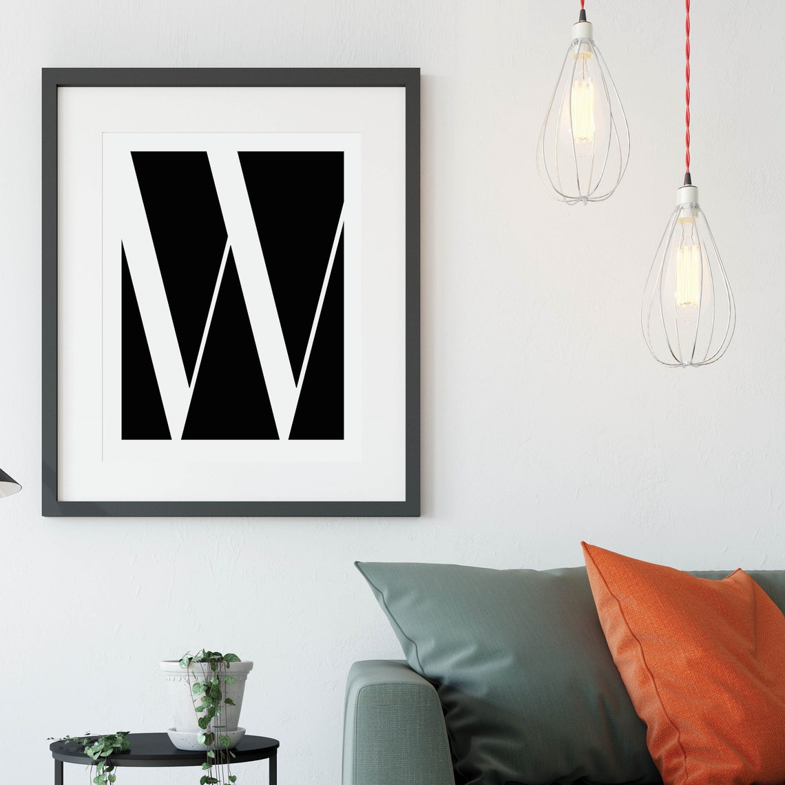 Black and White Initial Letter Monogram Modern Wall Art Decor Set - Image 3