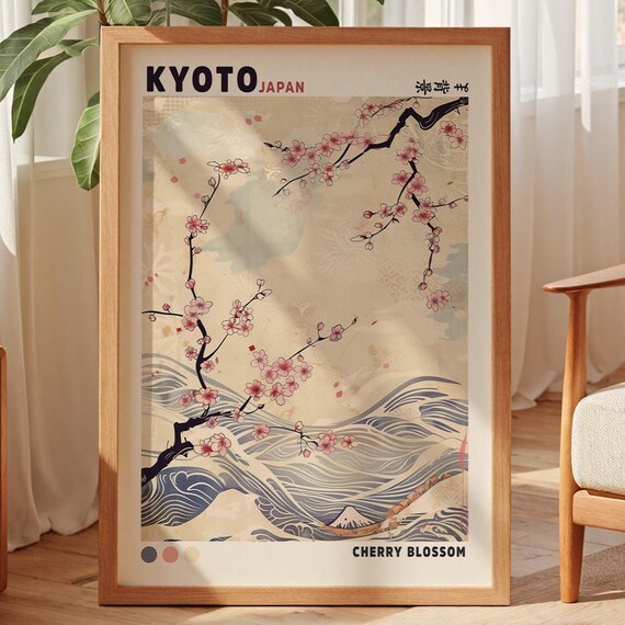 Cherry Blossom Japandi Wall Art, Modern Print