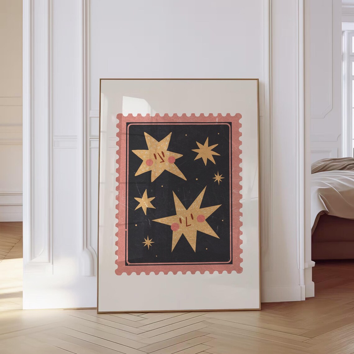 Retro Christmas Post Stamp, Merry Christmas Decor