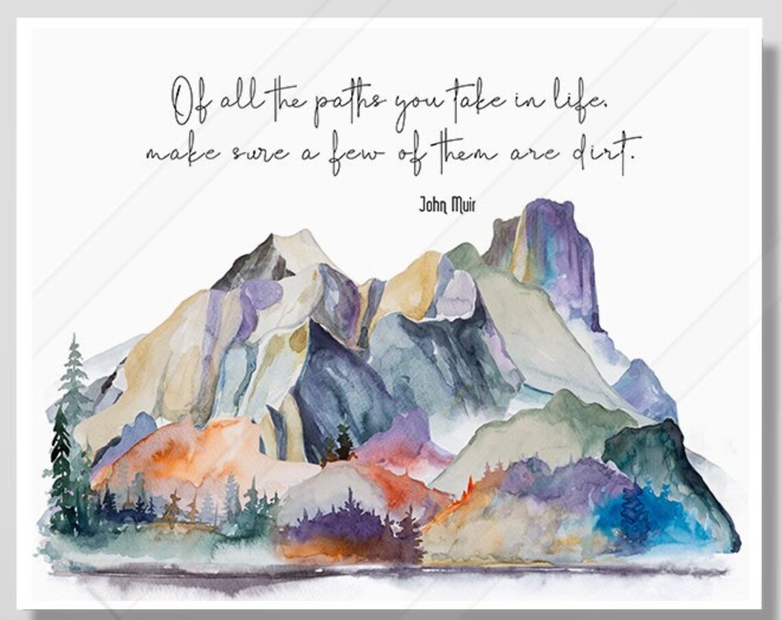 John Muir Quote Print, Watercolor Wall Art Print