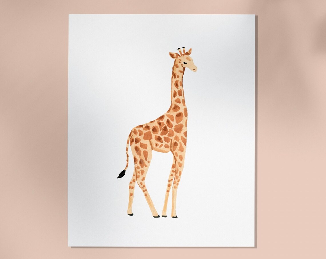 Giraffe Watercolor Nursery Animal Art Print