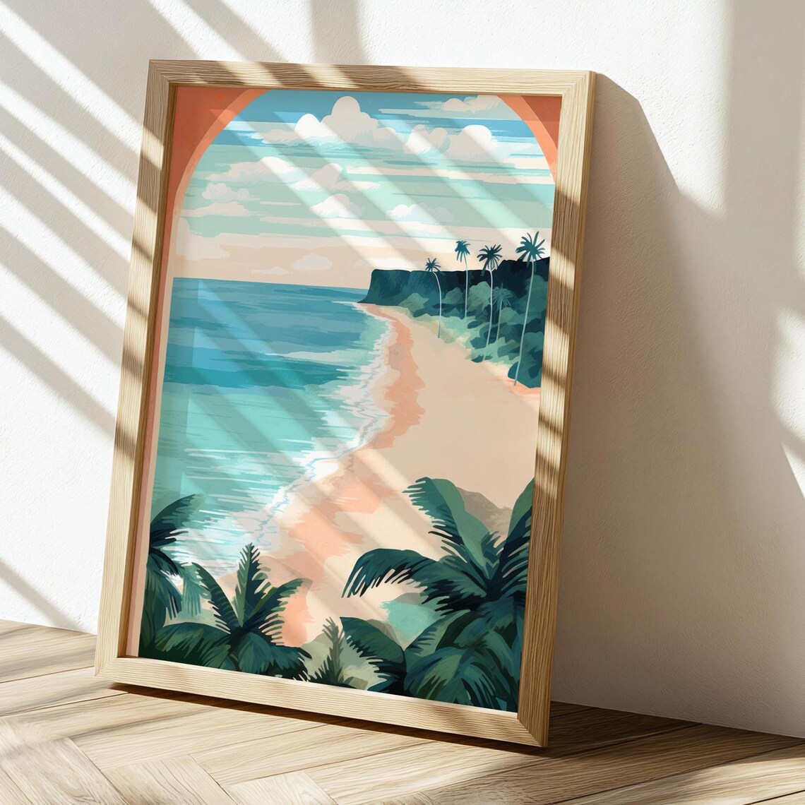 Tropical Coast View Through Window