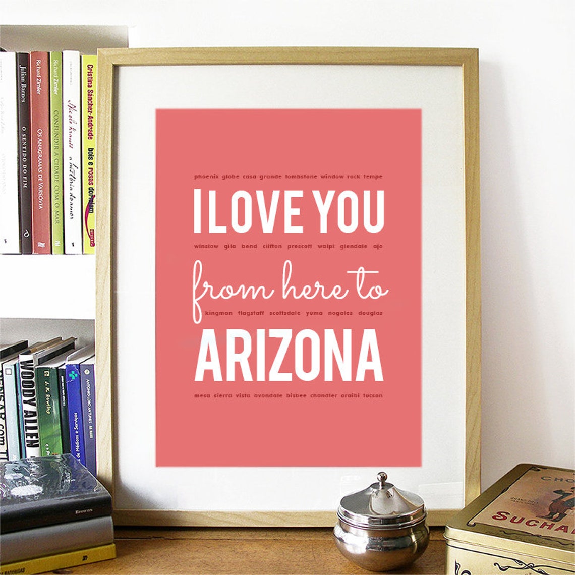 I Love You From Here To Arizona Arizona Print Arizona Skyline Arizona Art Arizona Poster Arizona Watercolor Arizona Art Print - Image 2