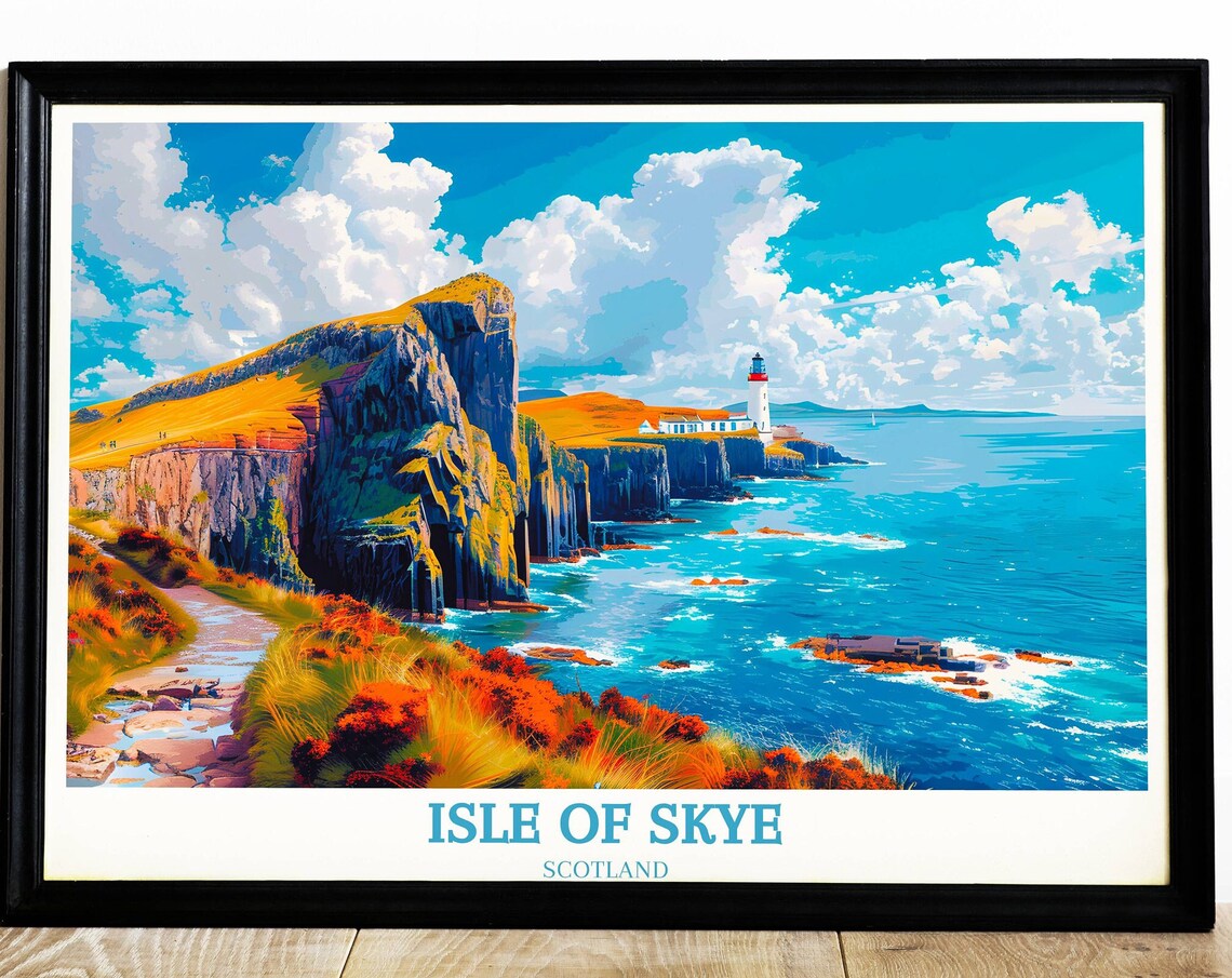 Isle of Skye Scotland Coastal Cliffs Lighthouse Seascape Poster - Image 4