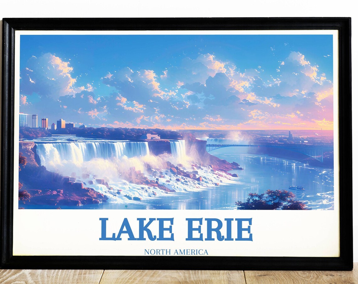 Lake Erie North America Waterfall Sunrise Scenic View Poster