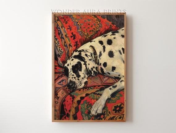 Sleeping Dalmatian Maximalist Wall Decor Dopamine Art Jungle Wonder Aura Prints