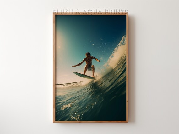 Vintage Surfboard Wall Art Surf Poster Retro Prints Trendy Preppy Room Decor Boho Bedroom Over The Bed