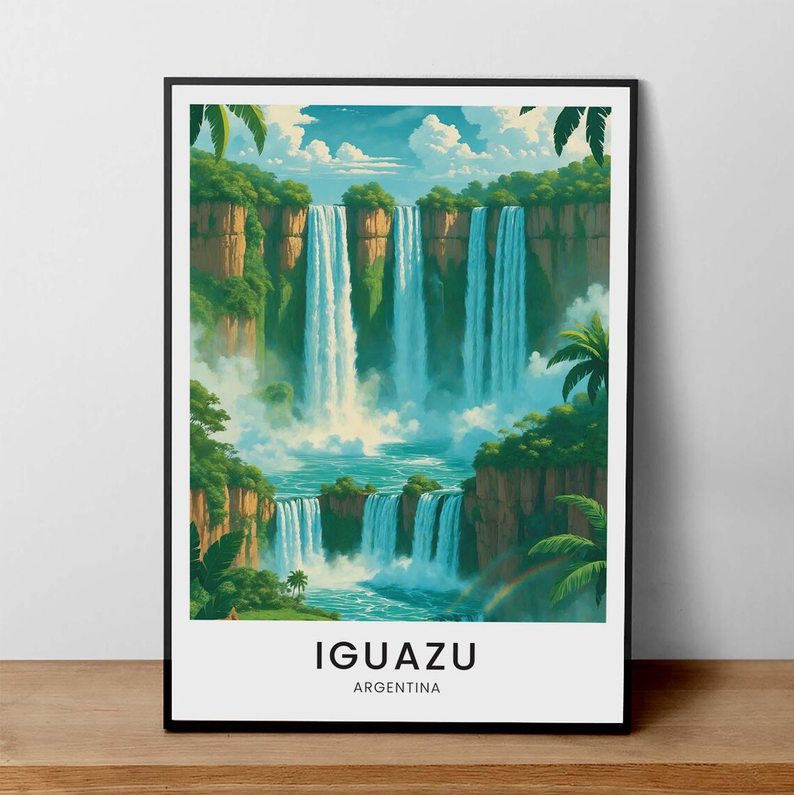 Iguazu Falls Travel Poster Argentina Waterfall Landscape