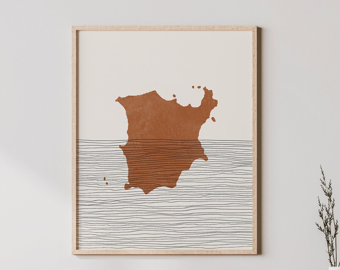 Ko Samui Island Silhouette Boho Line Art Thailand Travel Poster