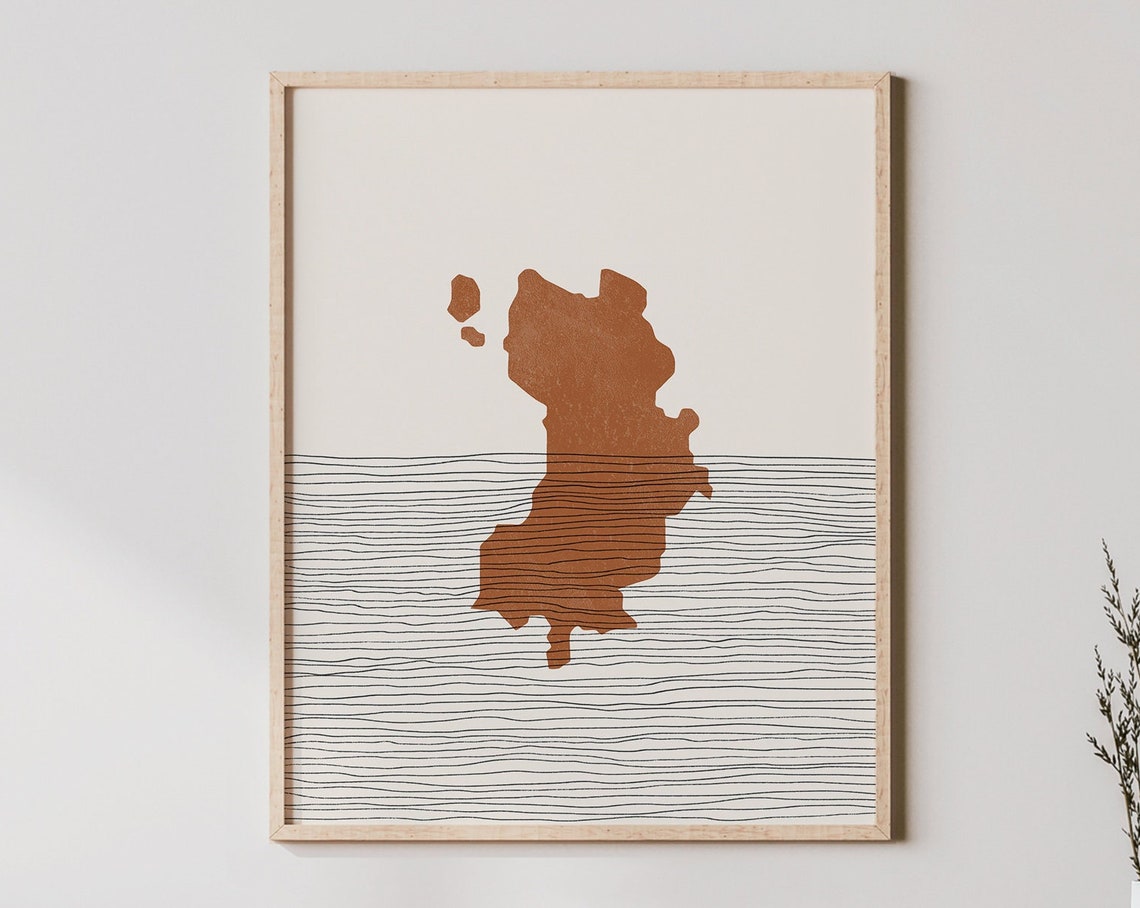 Terracotta Island And Two Islets Minimalist Abstract Wall Poster