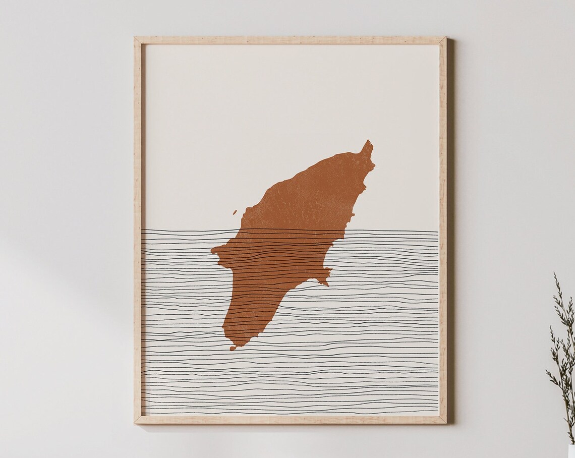 Rhodes Greece Island Minimalist Map Abstract Line Art Poster
