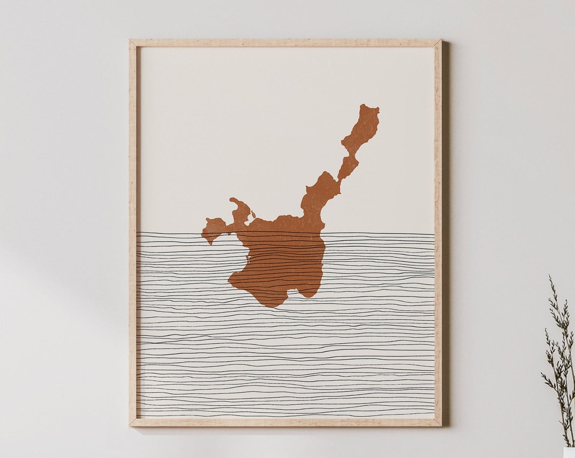 Ishigaki Japan Minimalist Terracotta Boho Island Map Art Poster