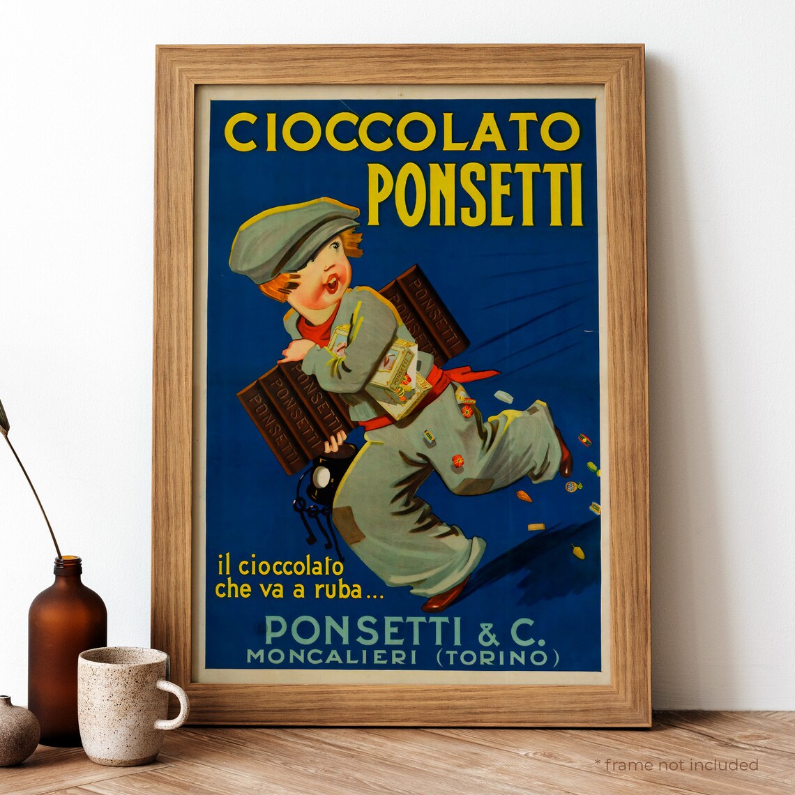 Cioccolato Ponsetti Vintage Italian Food Travel Poster