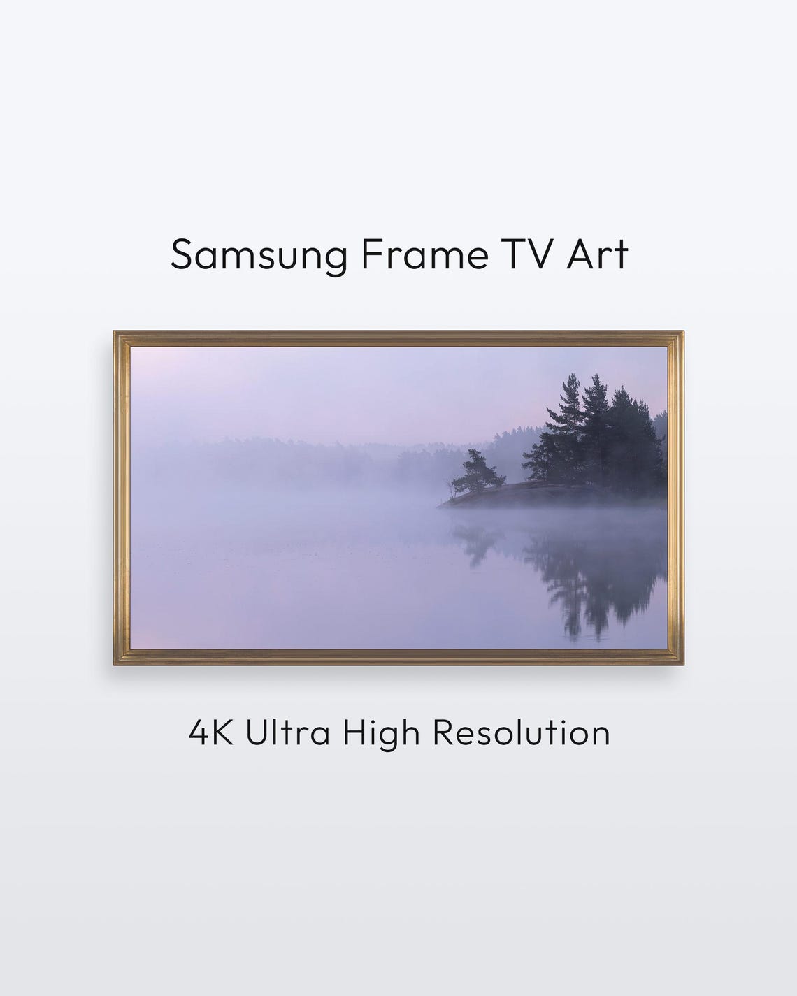 Foggy Lake Misty Pine Forest Photo Wall Art for Samsung Frame TV