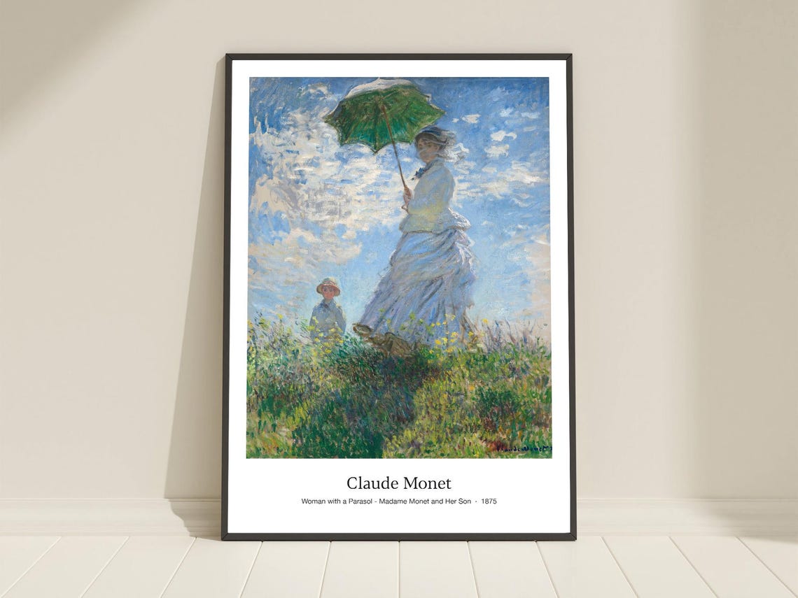 Claude Monet Woman With A Parasol 1875 Impressionist Art Poster