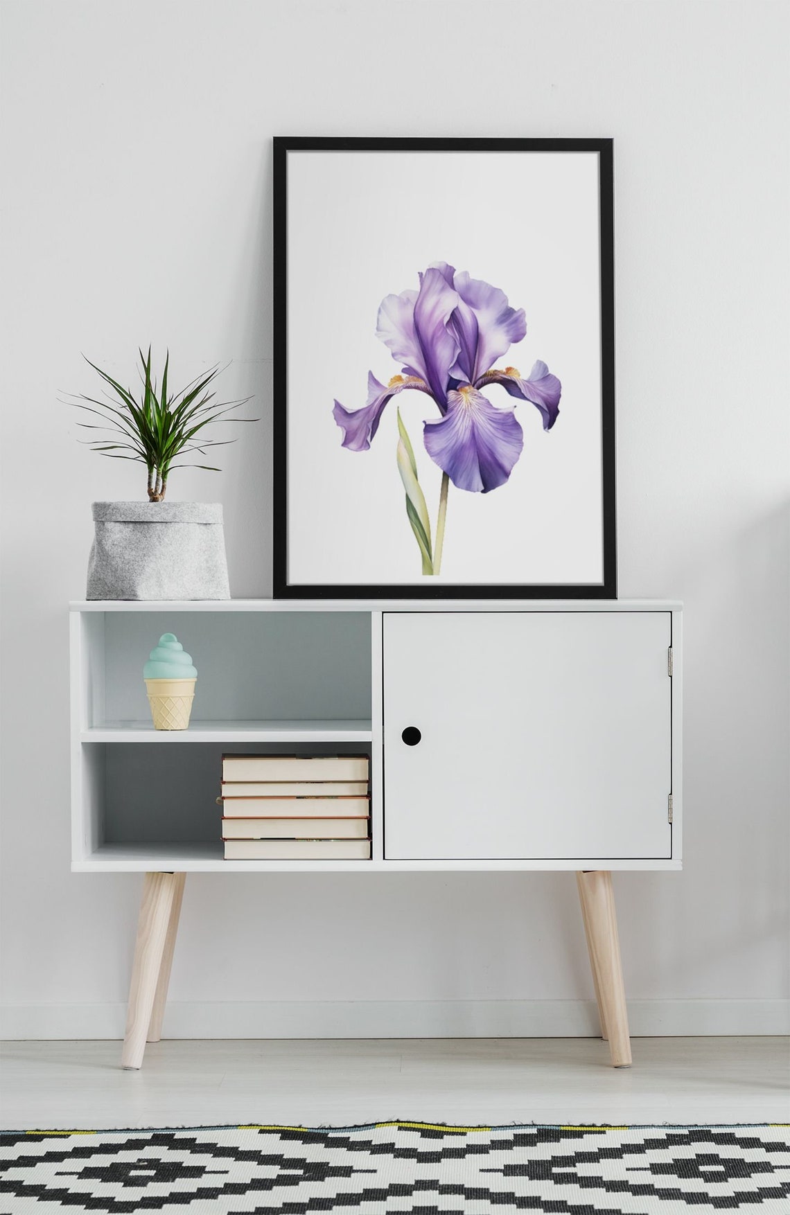 Lavender Purple Iris Single Bloom Watercolour Botanical Poster - Image 7