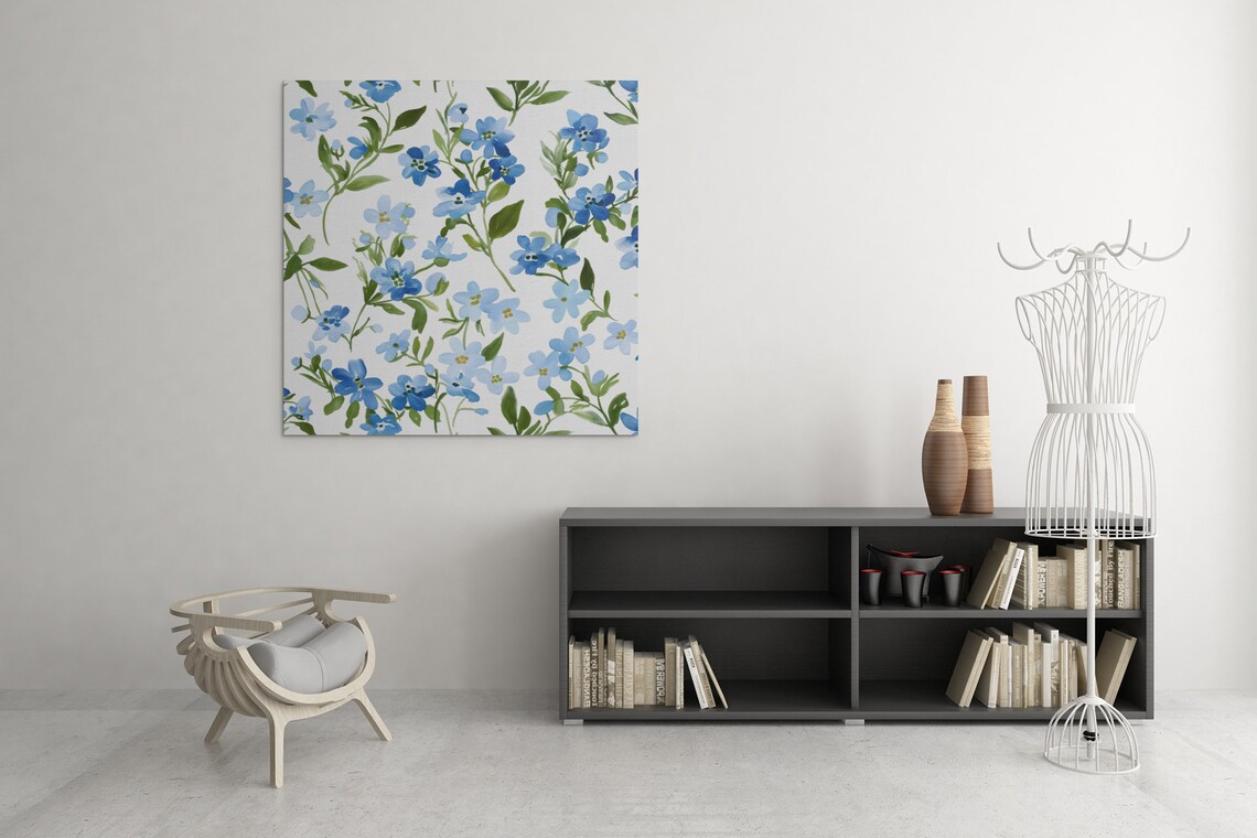 Blue Forget Me Not Blossoms All Over Watercolor Floral Poster - Image 6