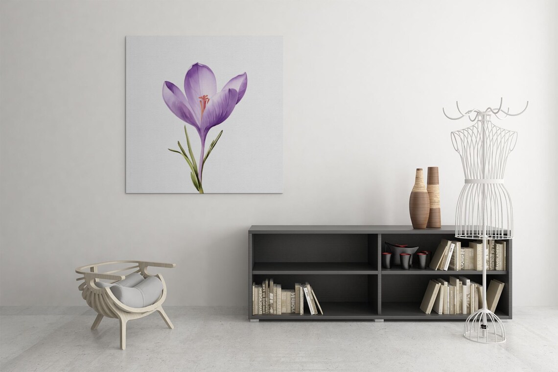 Pale Lilac Crocus Single Bloom Soft Gentle Watercolor Art Poster - Image 8