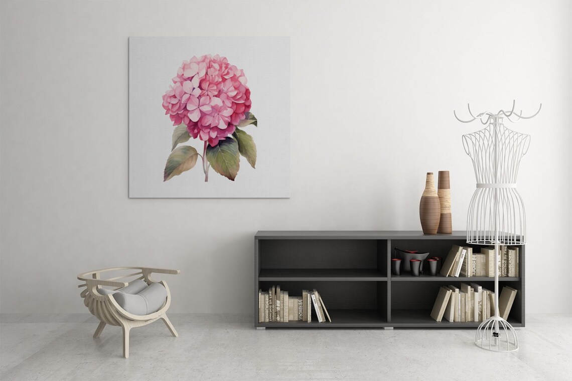 Soft Pink Hydrangea Blossom Gentle Dreamy Watercolor Art Poster - Image 5