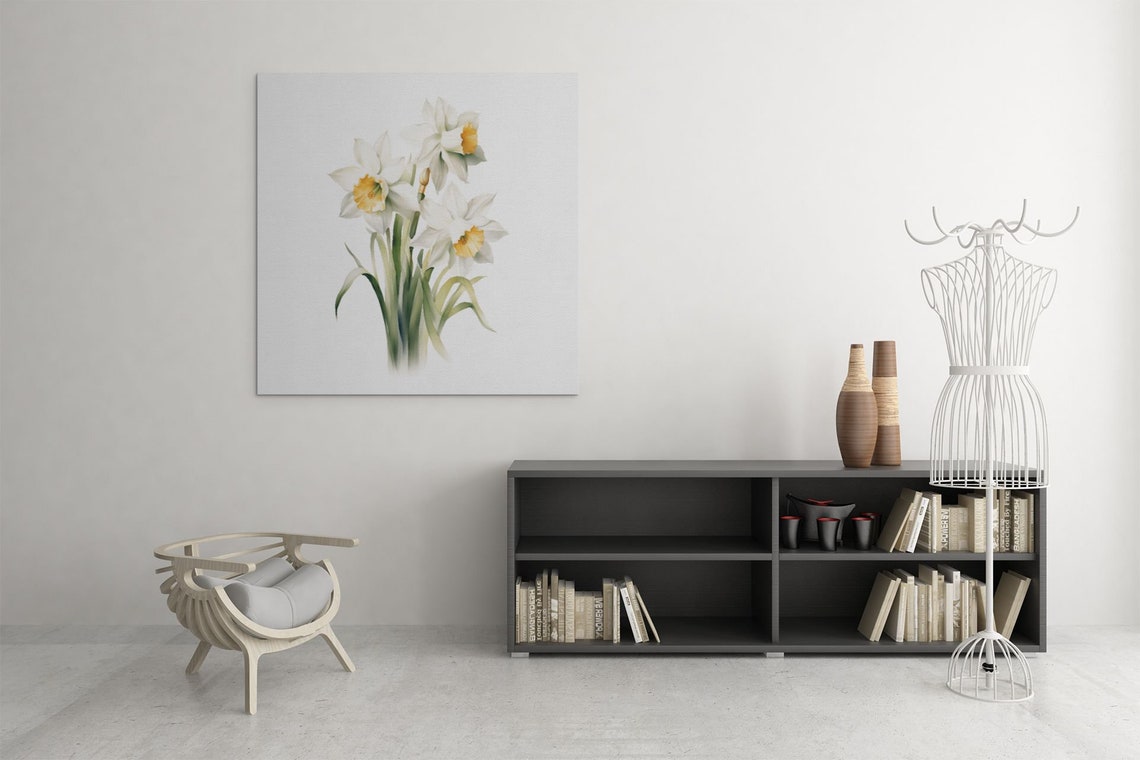 White Narcissus Triple Bloom Watercolour Botanical Flower Poster - Image 9