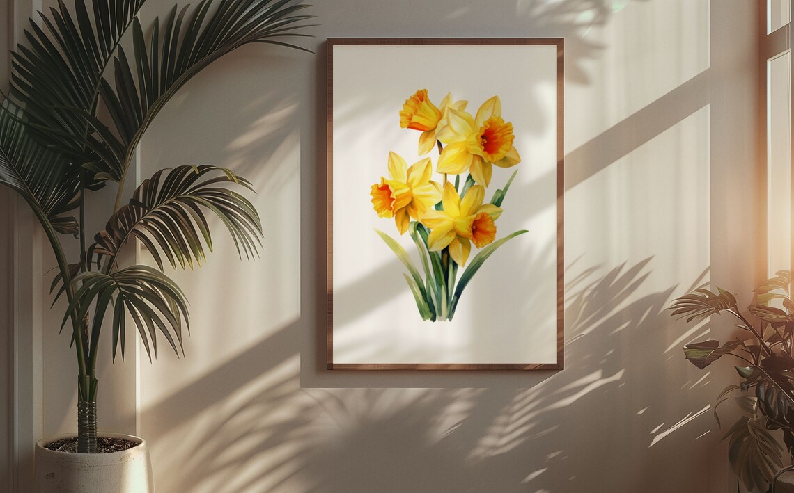 Yellow Narcissus Spring Bouquet Watercolour Botanical Flower Poster - Image 6