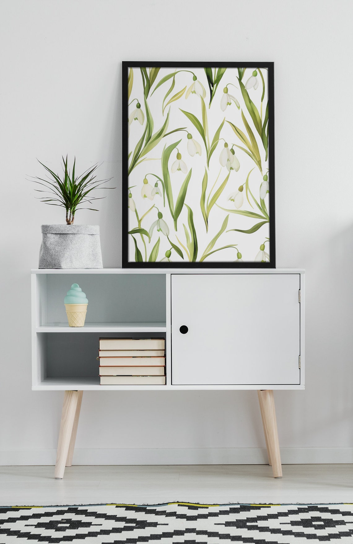 Snowdrop Repeating Floral Pattern Fresh Watercolor Art Poster - Image 7