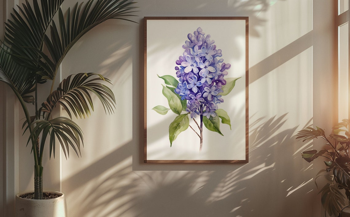 Violet Purple Lilac Cluster Watercolour Botanical Flower Poster - Image 5