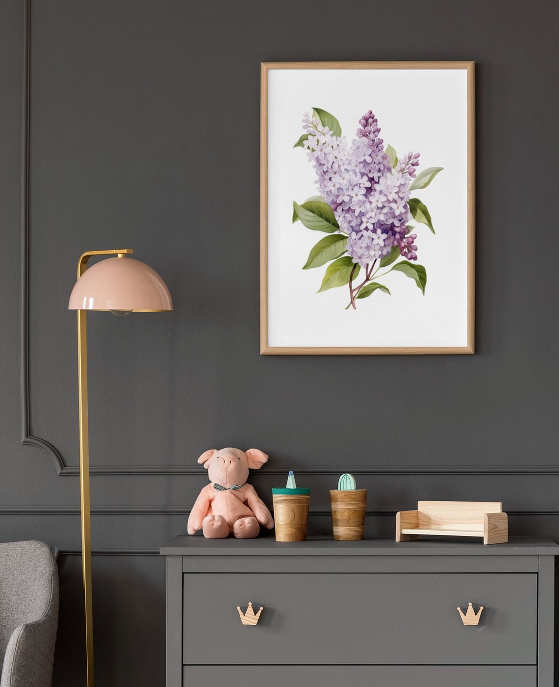 Mauve Lilac Budding Clusters Watercolour Botanical Flower Poster - Image 9