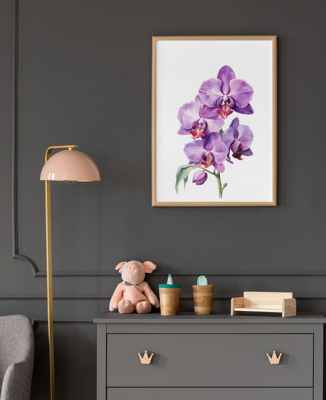 Purple Orchid Phalaenopsis Watercolour Botanical Flower Poster - Image 8