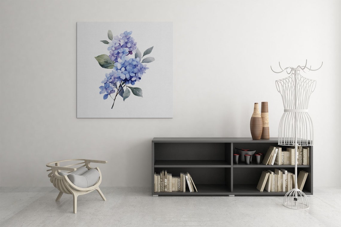 Blue Lilac Blossom Cluster Watercolour Botanical Flower Poster - Image 7
