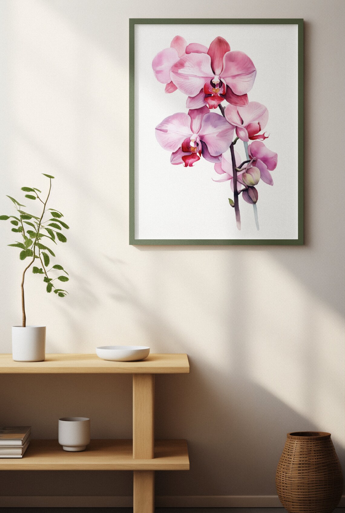 Pink Orchid Flower Spray Watercolour Botanical Flower Poster - Image 4