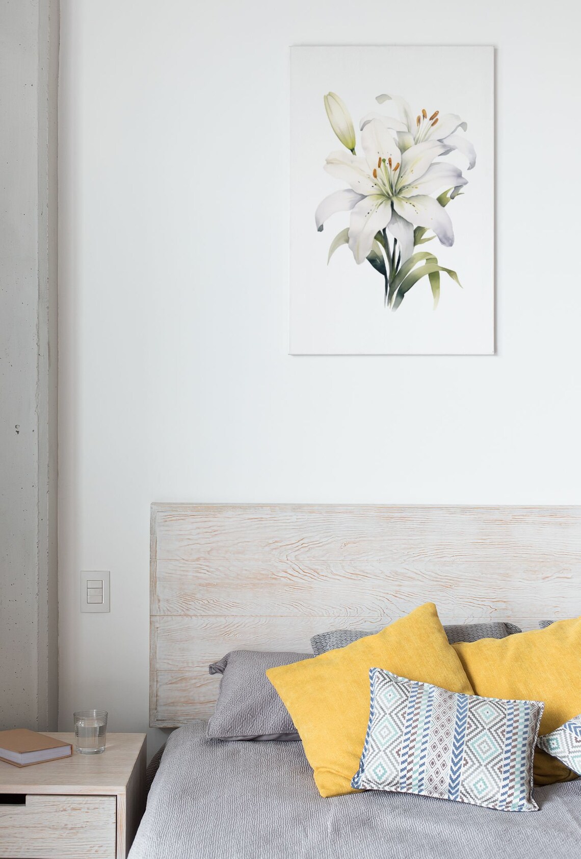 White Lily Blossoms With Buds Serene Peaceful Watercolor Art Poster - Image 8