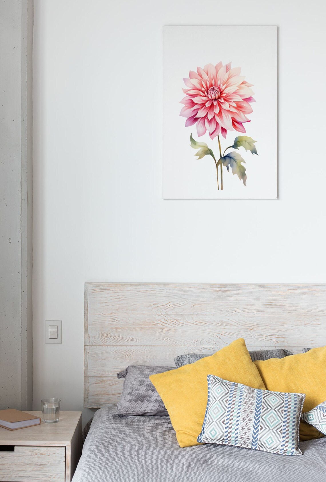 Blush Pink Dahlia Blossom Magenta Watercolour Botanical Art Poster - Image 8