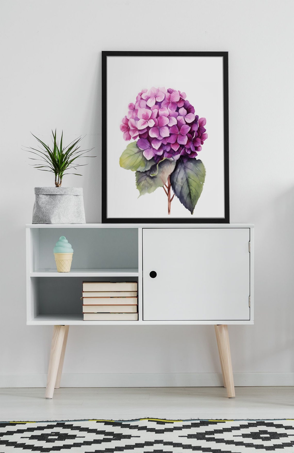 Purple Hydrangea Violet Bloom Jewel-Toned Watercolor Art Poster - Image 9
