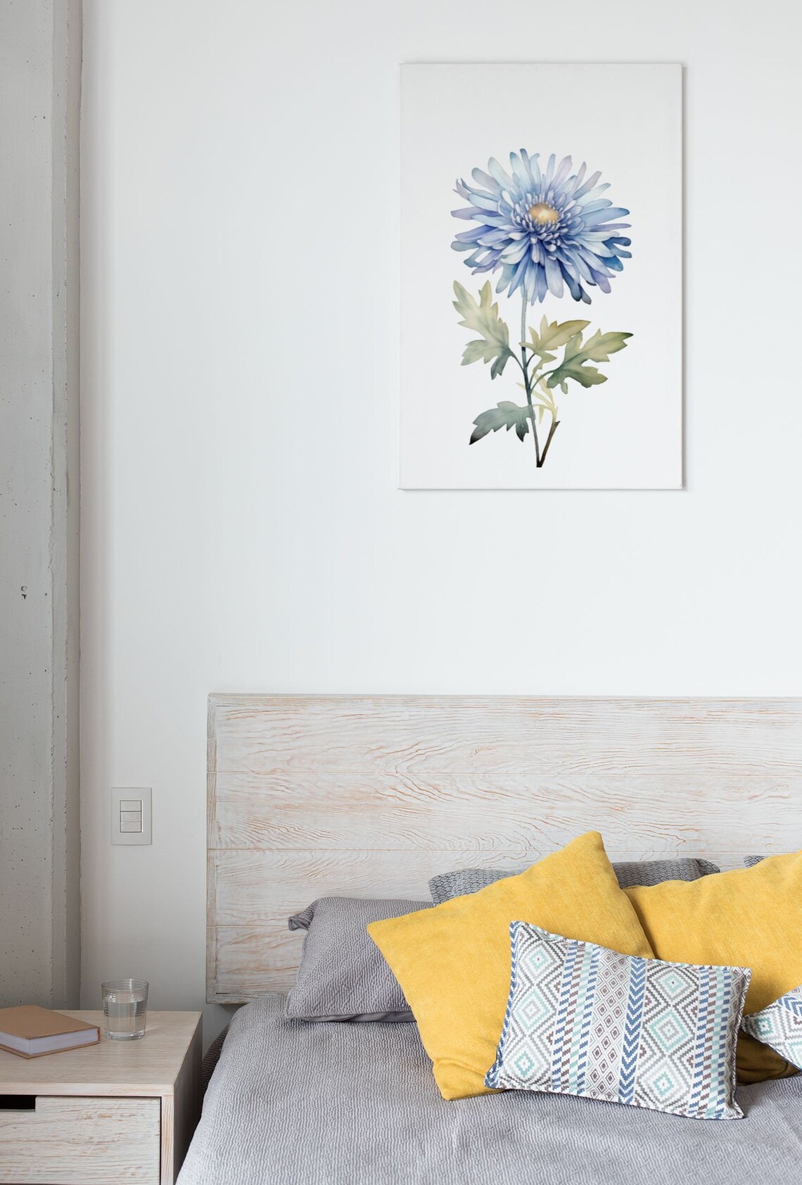 Pale Blue Aster Bloom Delicate Watercolour Botanical Flower Poster - Image 6