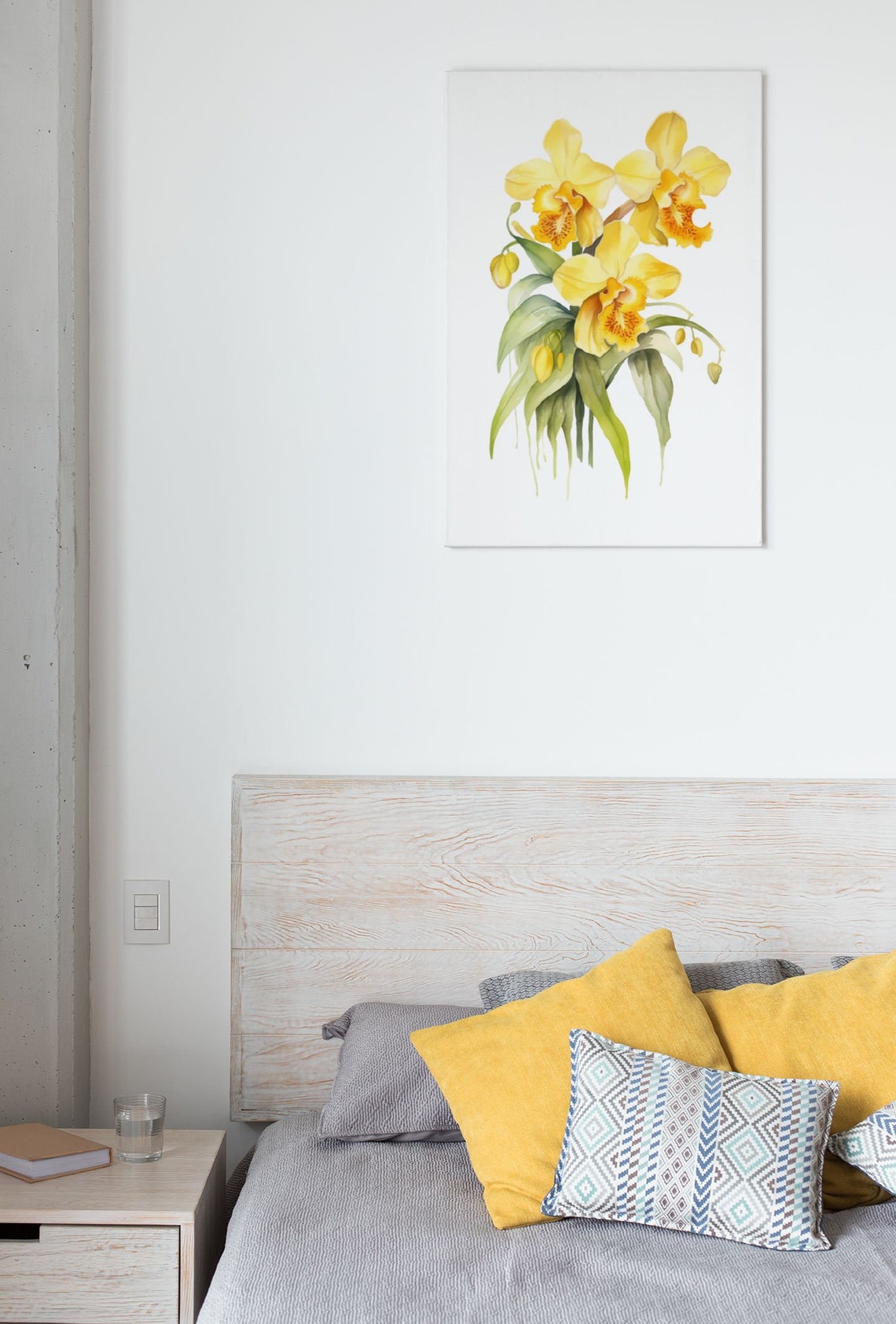 Yellow Orchid Triple Bloom Watercolour Botanical Flower Poster - Image 8