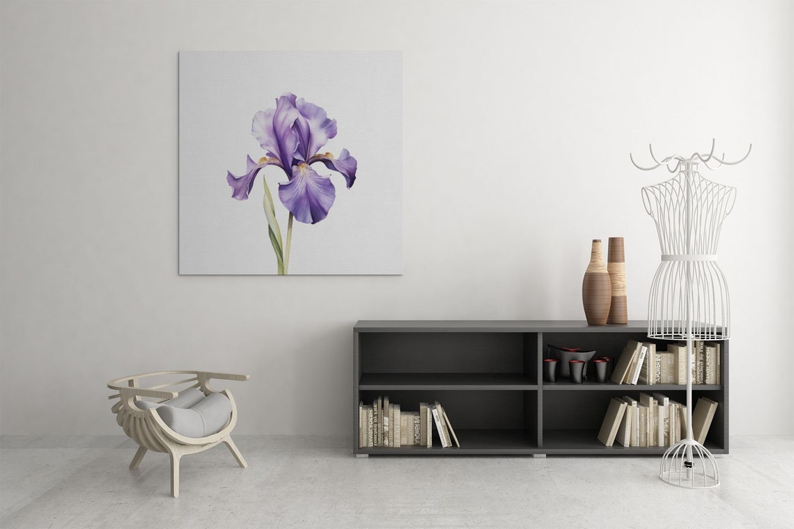 Lavender Purple Iris Single Bloom Watercolour Botanical Poster - Image 8